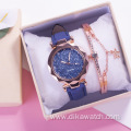 Wholesale Factory Direct Sale Watch Gift Set with Gift Box Bracelet Wrist Watches Candy Color Leather Quartz Watch 2PCS Set Hot